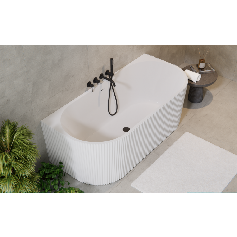 Cada baie freestanding, lipita de perete, alba, 3D, Besco Leya, 170x78 cm [6]