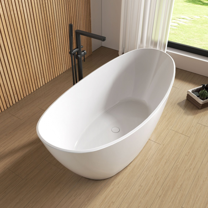 Cada baie freestanding ovala, compozit, 158 x 77 cm, Foglia Bella [6]