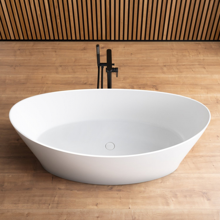 Cada baie freestanding ovala, compozit, 160 x 71 cm, Foglia Wave [2]