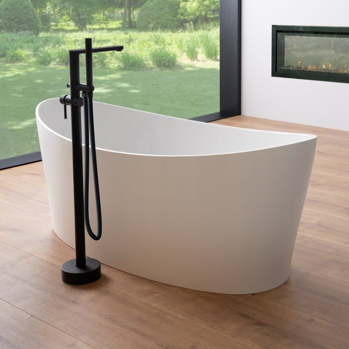 Cada baie freestanding ovala, compozit, 160 x 71 cm, Foglia Wave [5]