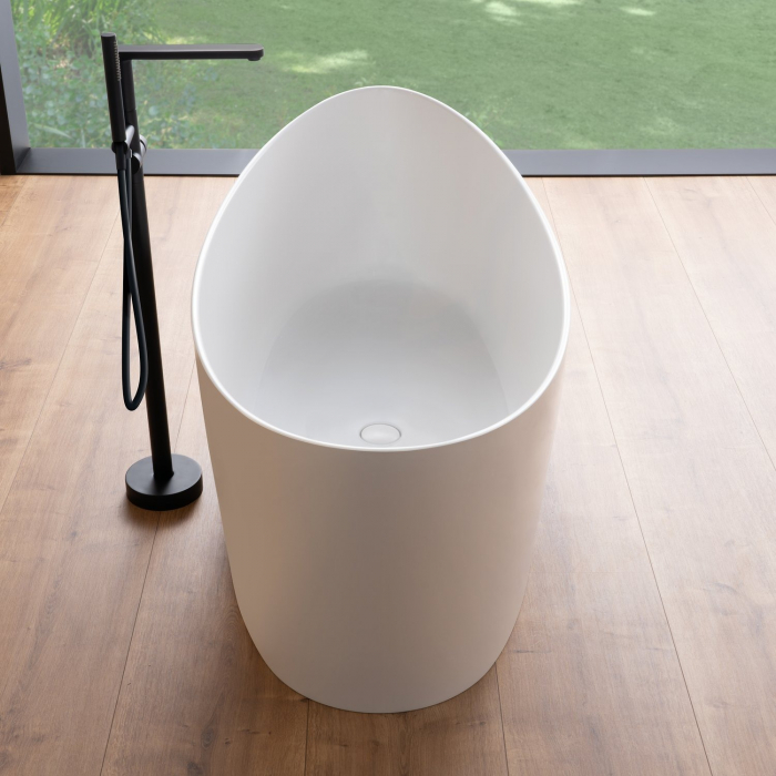 Cada baie freestanding ovala, compozit, 160 x 71 cm, Foglia Wave [6]