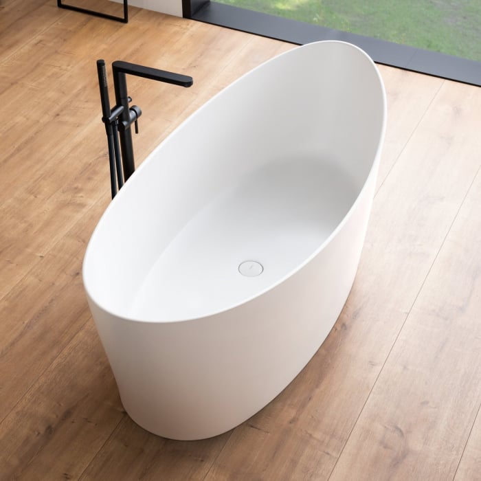 Cada baie freestanding ovala, compozit, 160 x 71 cm, Foglia Wave [4]