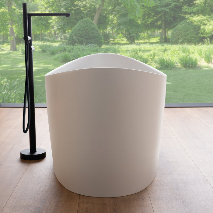 Cada baie freestanding ovala, compozit, 160 x 71 cm, Foglia Wave [3]