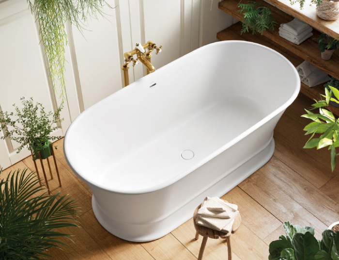 Cada baie freestanding ovala, compozit, 170 x 84 cm, Cast Marble Alcamo [2]