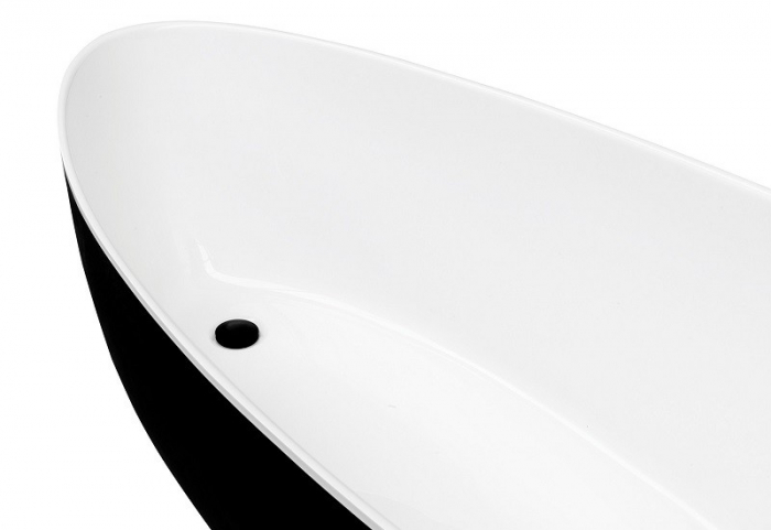 Cada baie freestanding ovala, compozit, negru/alb, 142x62 cm, Besco Goya Black&White [3]