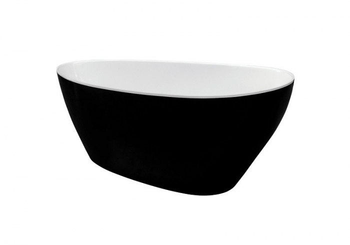 Cada baie freestanding ovala, compozit, negru/alb, 142x62 cm, Besco Goya Black&White [2]