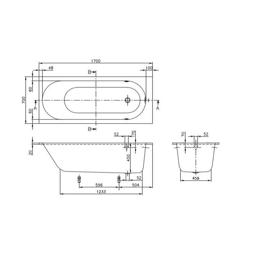 Cada baie incastrata Quaryl - Compozit 170 x 70 cm Villeroy & Boch, Oberon [4]