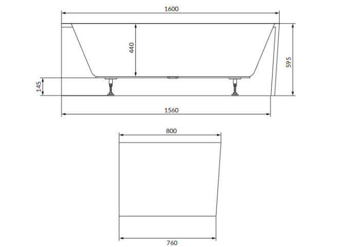 Cada baie pe colt 160x80 cm, asimetrica, orientare dreapta, alba, Cersanit Crea [6]