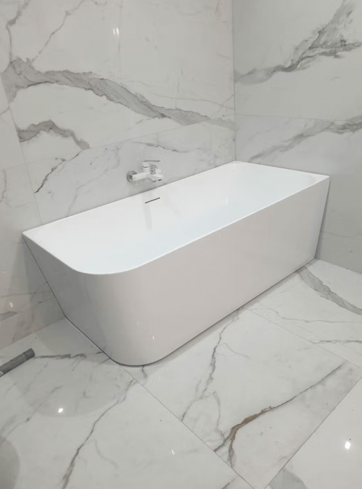 Cada baie pe colt Maestro, 160x75 cm, orientare dreapta, lipita de perete, alb lucios [2]