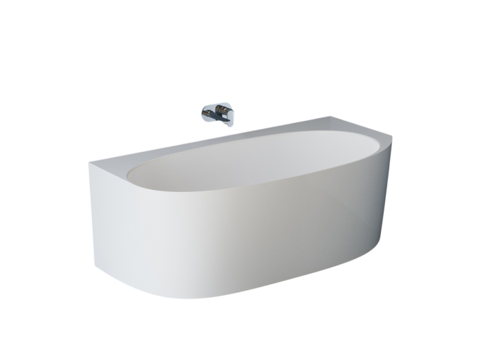 Cada freestanding dreptunghiulara, compozit alb lucios, 160x84x56 cm, Foglia Versailles [2]