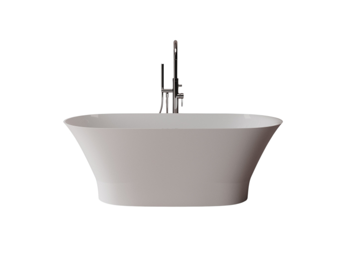 Cada freestanding ovala, compozit alb mat, interior lucios, 157x69x55 cm, Foglia Andromeda [2]