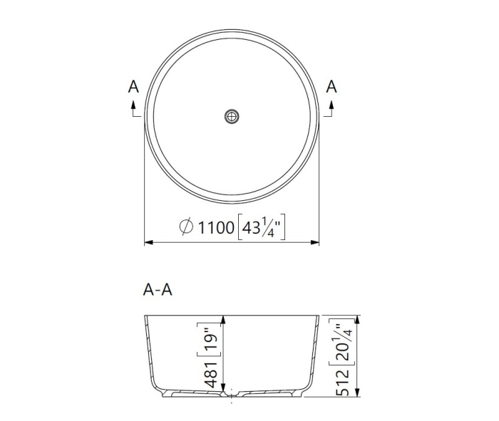 Cada freestanding rotunda, compozit alb mat, 110x110x51.2 cm, Foglia Polaris [3]