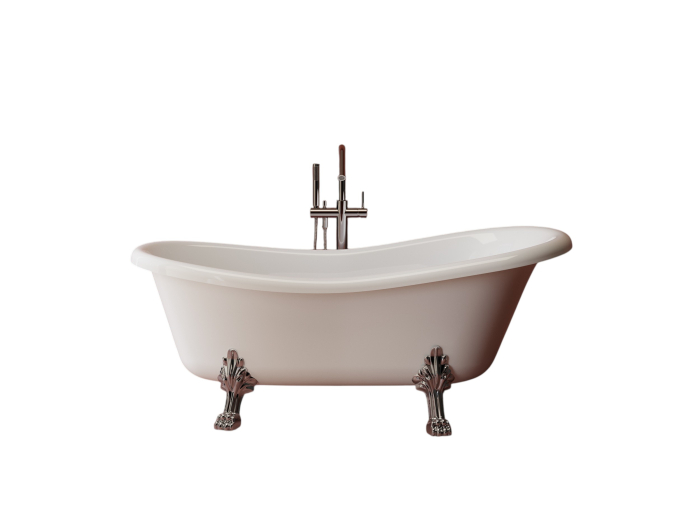 Cada freestanding ovala, compozit alb lucios, 168x76.2x55.5 cm Foglia Retro [2]