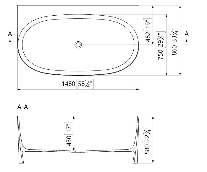 Cada freestanding dreptunghiulara, compozit alb lucios,148x86x58 cm, Foglia Versailles [3]