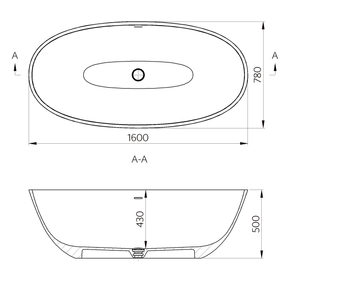 Cada freestanding ovala, compozit alb mat, interior lucios, 160x78x50 cm, Foglia Bordeaux [3]
