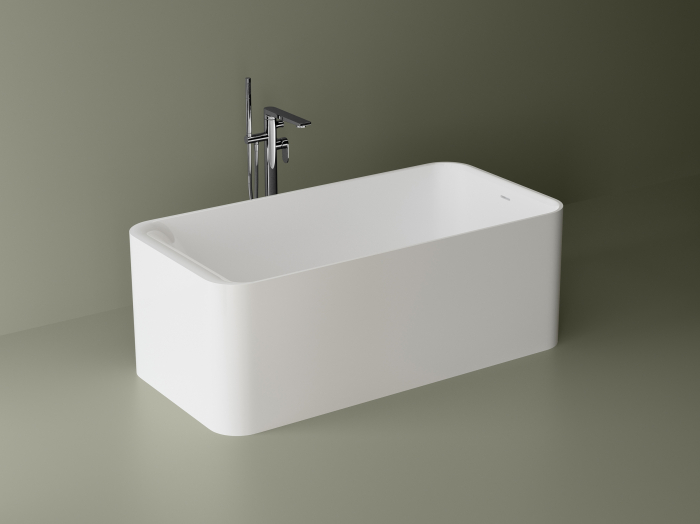 Cada freestanding dreptunghiulara, compozit alb mat, interior lucios, 150x76.2x53.5 cm, Foglia Toscana [5]