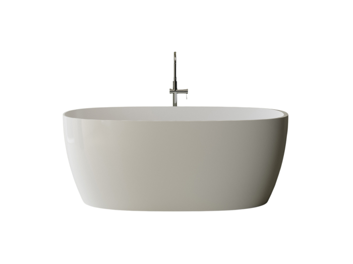 Cada freestanding ovala, compozit alb lucios, 160x70x61.5 cm Foglia Nova [2]