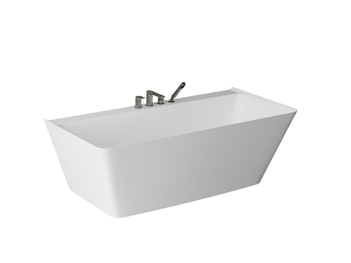 Cada freestanding dreptunghiulara, compozit alb mat, interior lucios,170x85.5x58 cm, Foglia Grace [2]