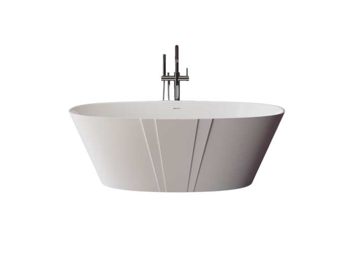 Cada freestanding ovala, compozit alb lucios, 167x89.7x55.5 cm, Foglia Manor [2]