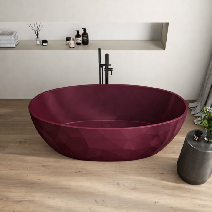 Cada freestanding burgundy mat, compozit 3D, ovala 167 x 82 cm, Foglia Armonia [6]