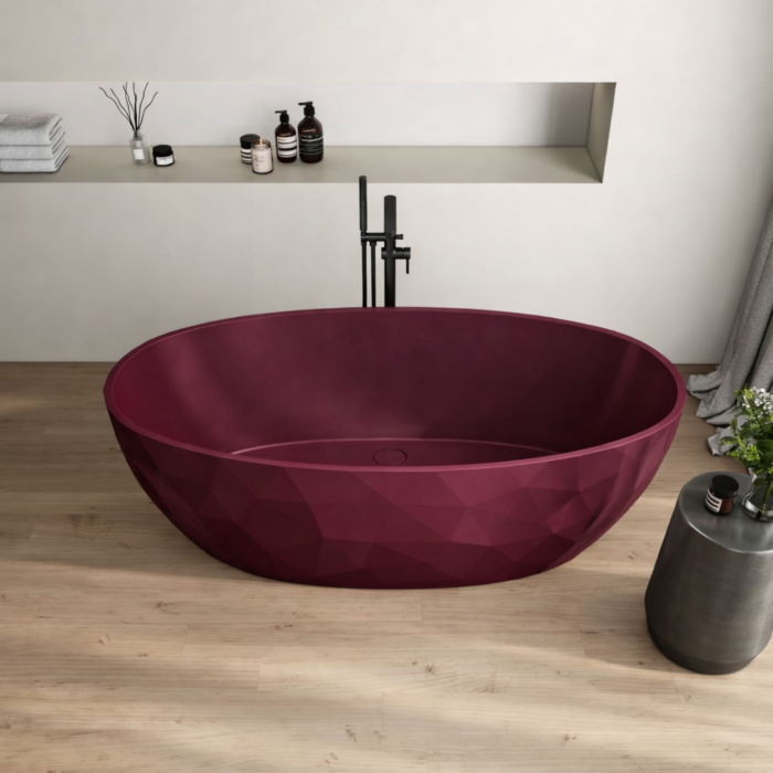 Cada freestanding burgundy mat, compozit 3D, ovala 167 x 82 cm, Foglia Ovale [4]