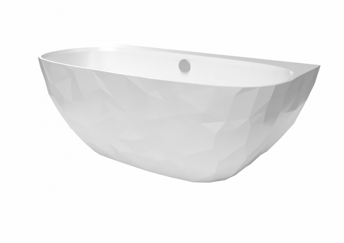 Cada freestanding compozit, 160 x 80 cm, lipita de perete, model  3D, alb lucios Foglia Linea [5]