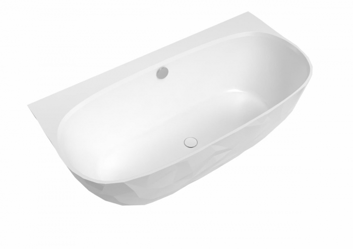 Cada freestanding compozit, 160 x 80 cm, lipita de perete, model  3D, alb lucios Foglia Linea [2]