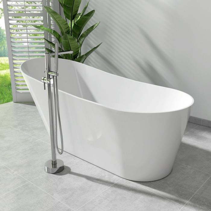 Cada freestanding compozit, 170 x 73 cm, ovala, alb lucios, Foglia Viva [7]