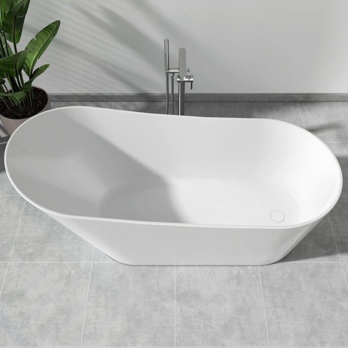 Cada freestanding compozit, 170 x 73 cm, ovala, alb lucios, Foglia Viva [3]