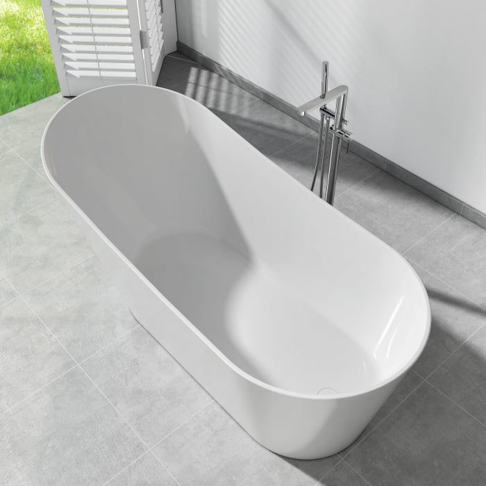 Cada freestanding compozit, 170 x 73 cm, ovala, alb lucios, Foglia Viva [6]