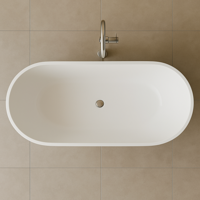 Cada freestanding compozit 180 x 81 cm, ovala, alb lucios, Foglia Shape [4]