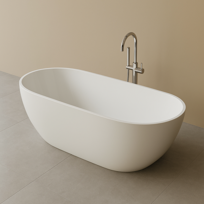 Cada freestanding compozit 180 x 81 cm, ovala, alb lucios, Foglia Shape [3]