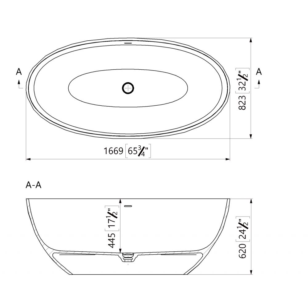 Cada freestanding burgundy, compozit 3D, ovala 167 x 82 cm, Foglia Ovale [7]
