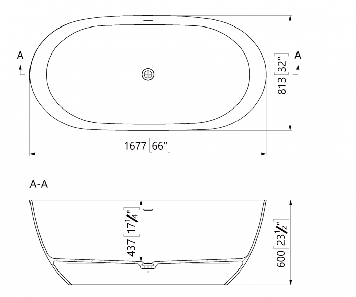Cada freestanding compozit Marmite Lagos, 167 x 81 cm, ovala, alb lucios [3]