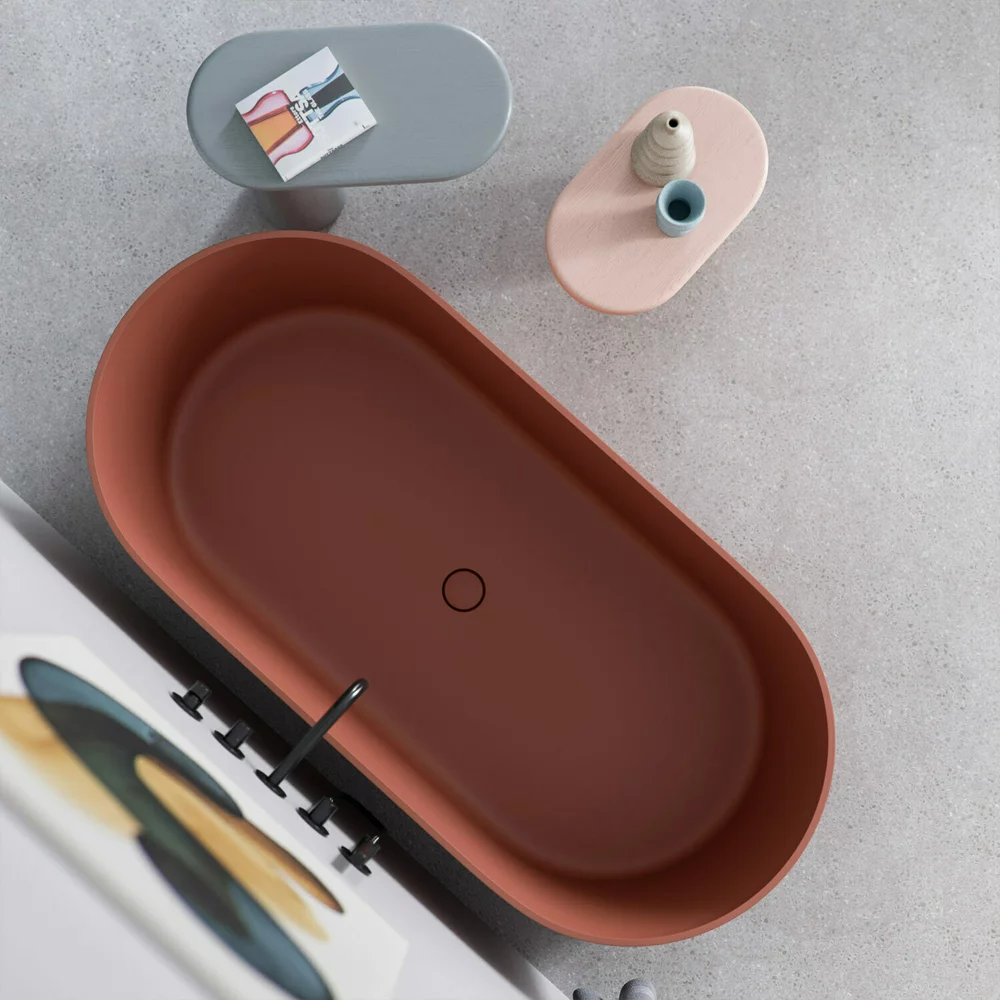 Cada freestanding compozit, teracota mat, 180x76 cm, Foglia Evo [5]