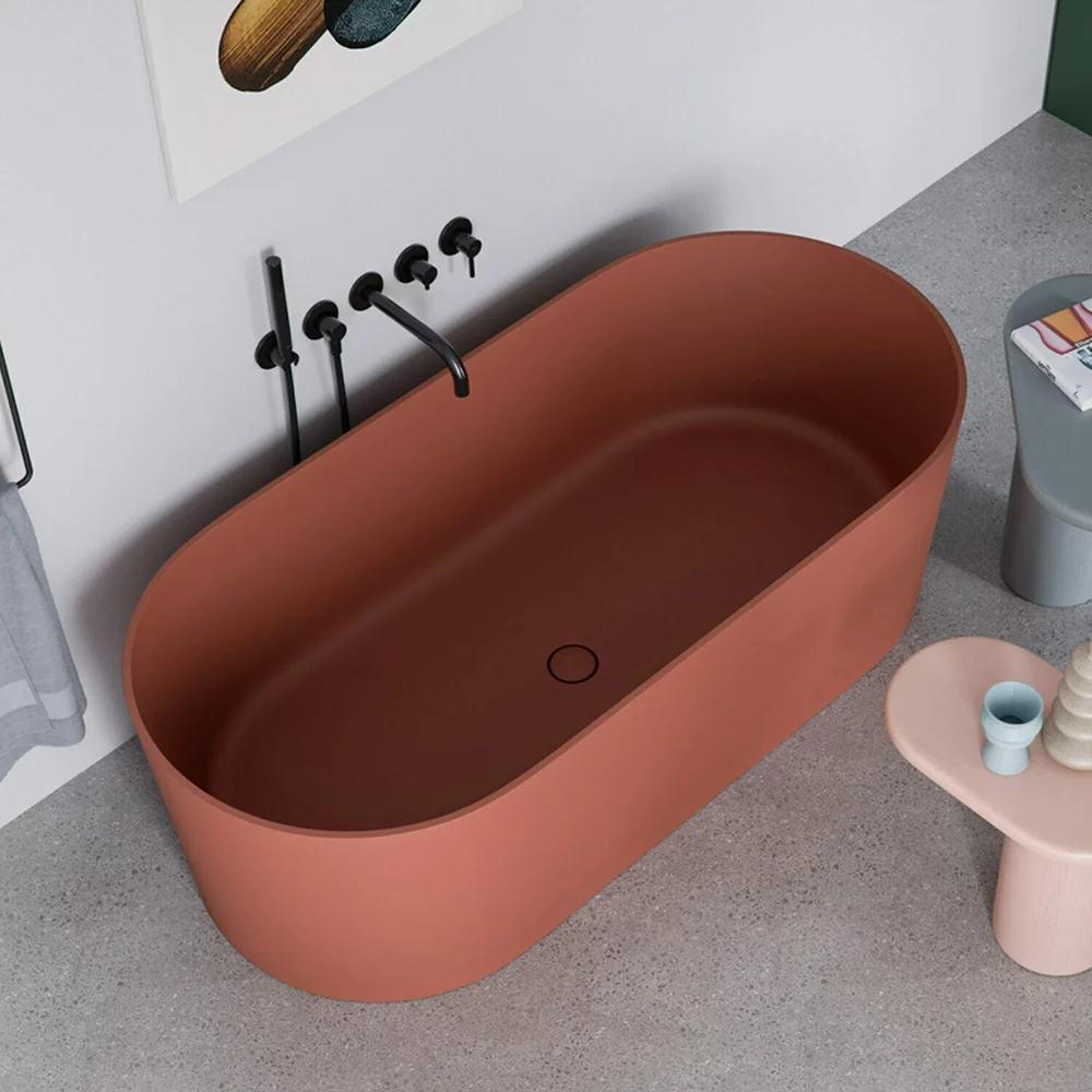 Cada freestanding compozit, teracota mat, 180x76 cm, Foglia Evo [4]