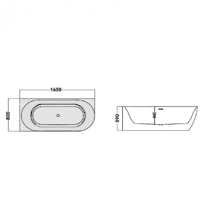 Cadă freestanding cu montare pe colt 165 x 80 cm, dreapta, Balu Slim [3]