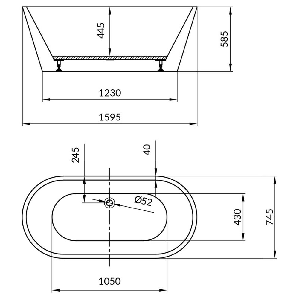 Cada Freestanding ovala 160x75 cm, Cersanit, Crea [4]