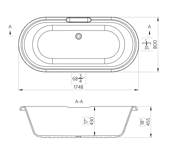 Cada freestanding ovala, compozit alb lucios, 175x79.3x45.5 cm Foglia Boem [3]
