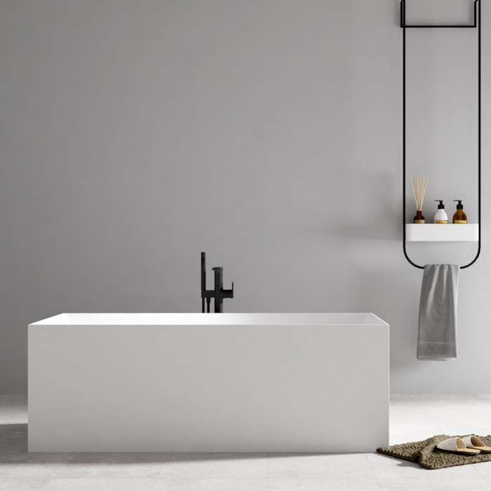 Cada baie freestanding dreptunghiulara, 150x70 cm, alb lucios, Eclipse