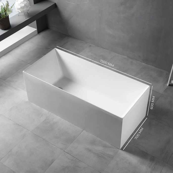 Cada baie freestanding dreptunghiulara, 150x70 cm, alb lucios, Eclipse [5]