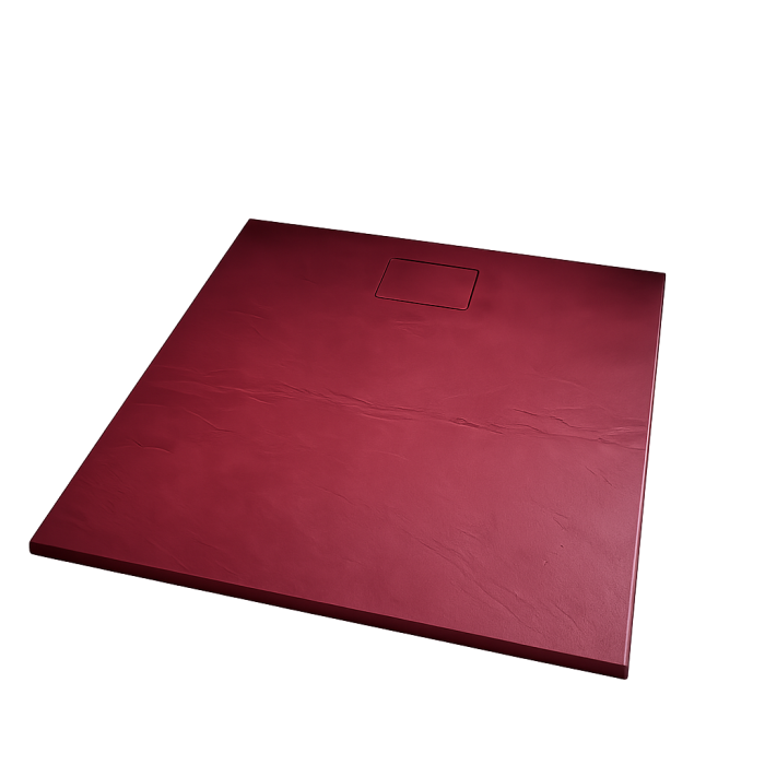 Cădiță de duș burgundy texturată slim din compozit 90x90 cm, efect piatră naturală, finisaj mat antiderapant [2]
