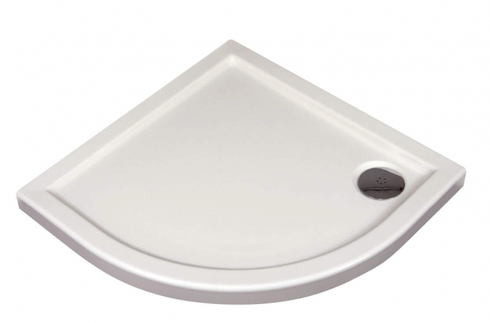 Cadita de dus acrilica, alba, 100x100x5.5 cm, semirotunda, Deante Minimal