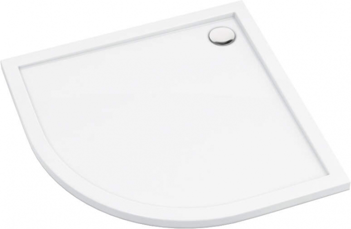 Cadita de dus acrilica, alba, 80x80x4.5 cm, semirotunda, Deante Prizma