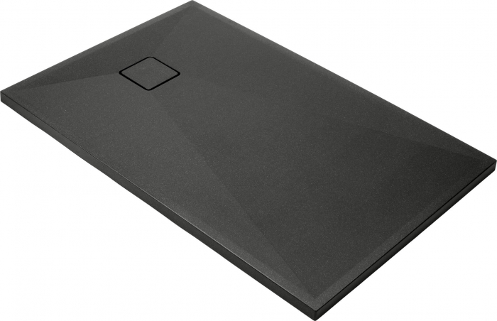 Cadita de dus dreptunghiulara, din granit, slim, negru, 140x90x4.5 cm, Deante Correo