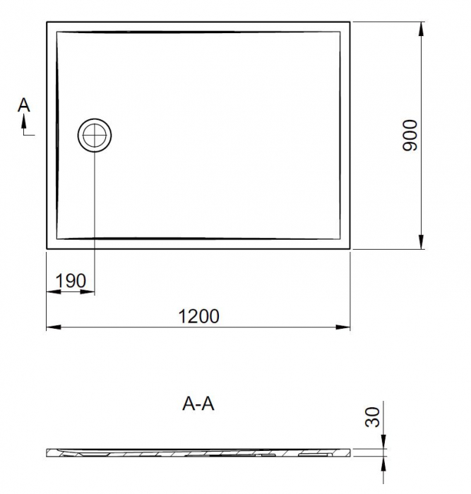 Cadita de dus dreptungiulara, din compozit, Alba, 120x80x3 cm, Cast Marble Burgos [3]