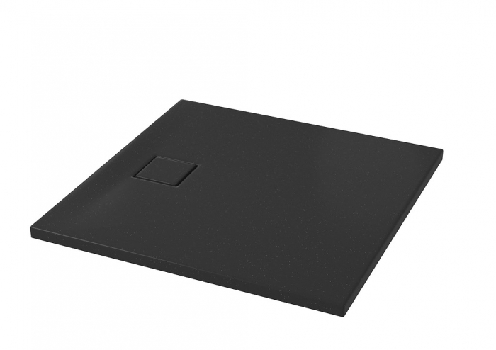 Cadita de dus patrata, acril, slim, negru mat, 80x80x4 cm, Cersanit Tako Slim [2]
