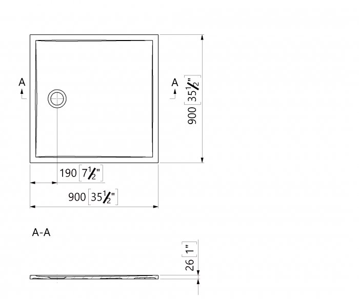 Cadita de dus patrata, din compozit, neagra, 90x90 cm, Foglia Square [4]