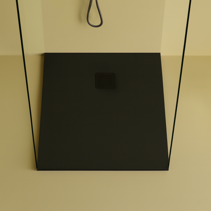 Cadita de dus patrata, din compozit, neagra, 90x90 cm, Foglia Square