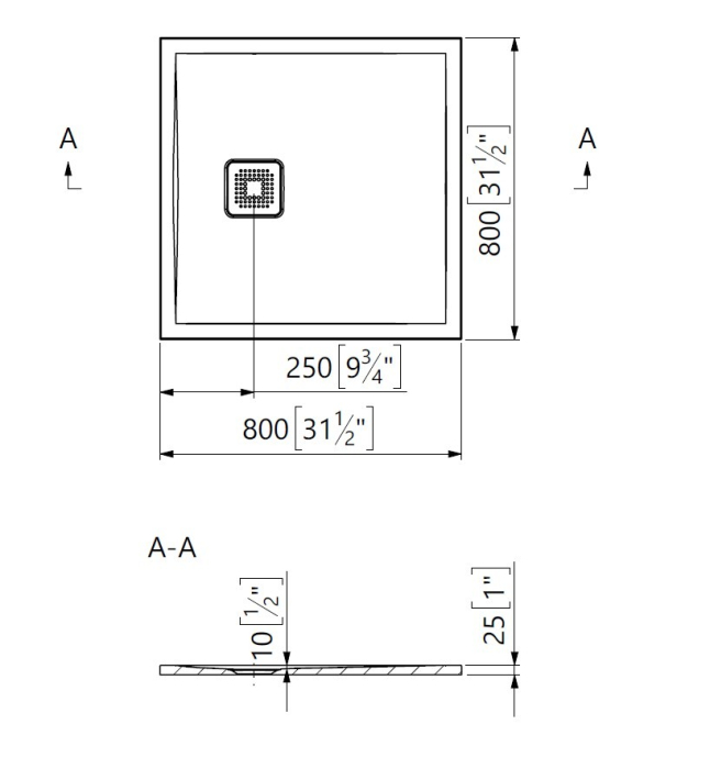 Cadita de dus patrata, din compozit, neagra, 80x80 cm, Foglia Square [4]